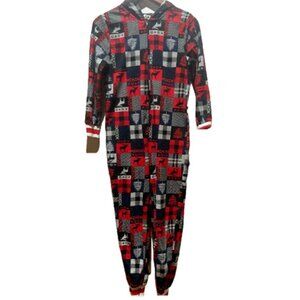 survival Gear Size 10/12 Hooded Footless Unisex Patterned Onsie, Preloved